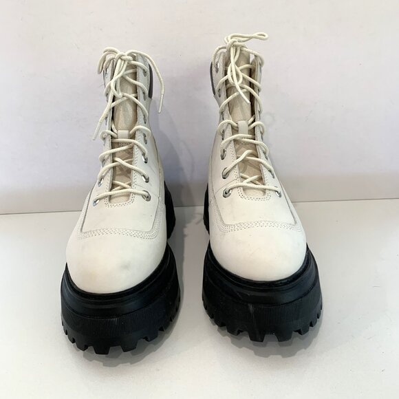 Timberland Sky 6 Inch Lace-up Boots Leather Combat Booties White Size 9 NEW - Picture 3 of 8